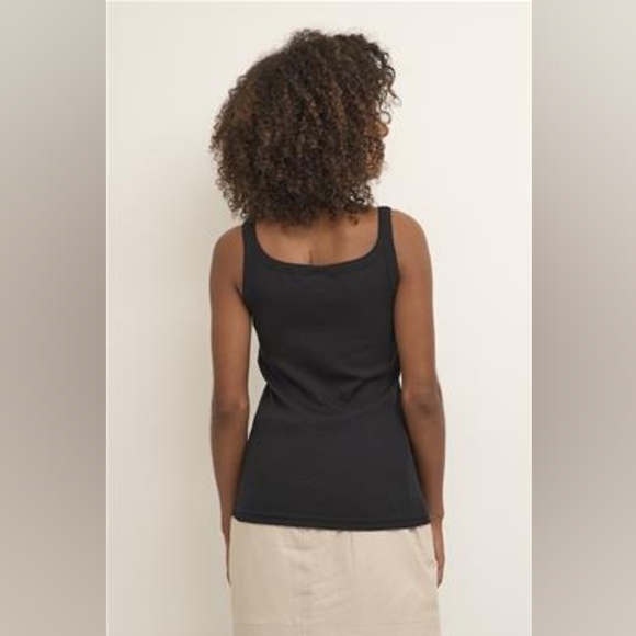 Nwt KAFFE KACARNA BLACK RIBBED TANK TOP - Picture 3 of 5